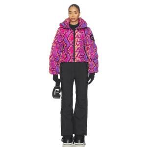 Goldbergh Lucinda Ski Jacket Pink Purple Snake Animal Print Down Coat Sz 8